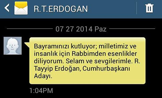 Başbakan Erdoğan'dan bayram SMS'i